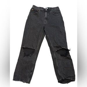 Abercrombie The Ankle Straight Ultra High Rise Black Distressed 27/4S